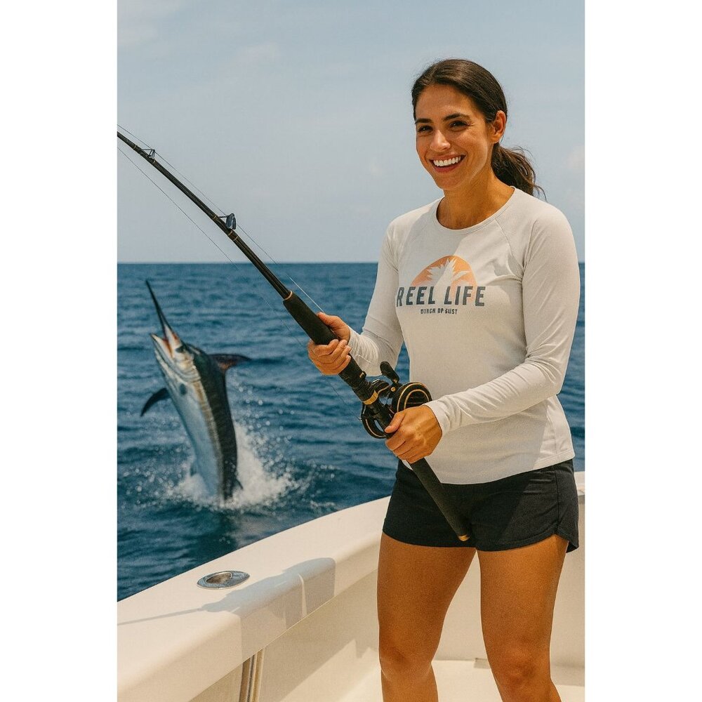 Reel Life Women’s Jax Beach UV Long Sleeve White Top Medium NWT Beach Fishing